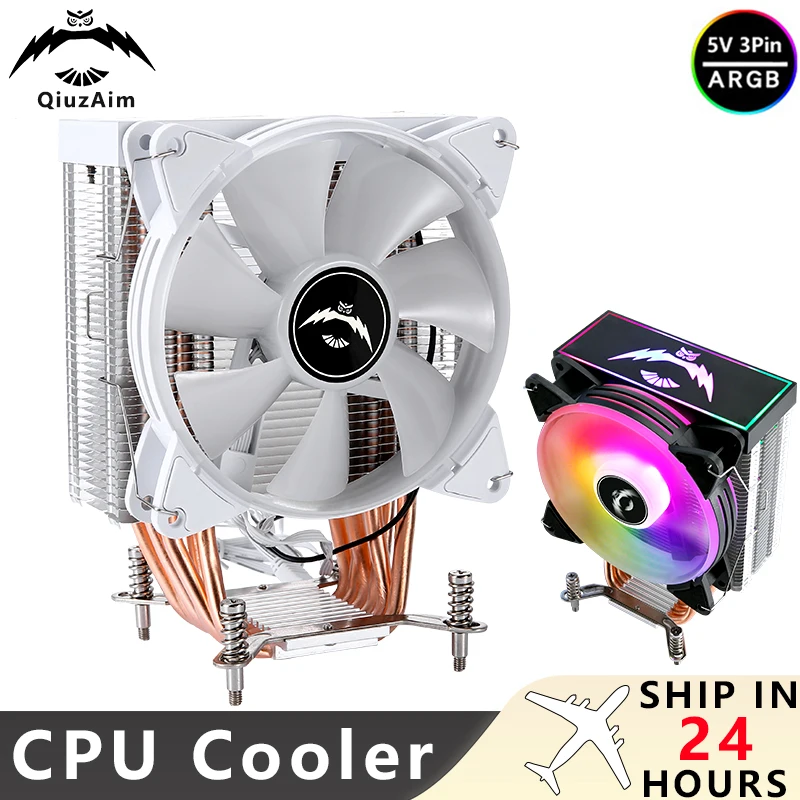 

QiuzAim Game Radiator 120 мм ARGB Вентилятор 4-контактный/ШИМ 4/6 Тепловые трубки Кулер для процессора ПК Совместимый LGA2011 1700 2066 115x 1200x79x99 i5 i7