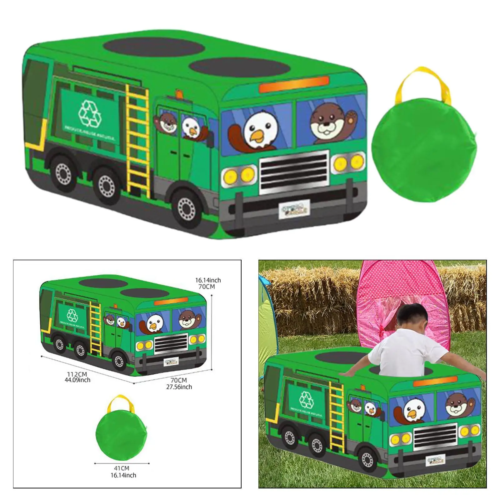 Garbage Truck Play Tent Toy Fun for Indoor Outdoor Use Boys Girls Ages 3+