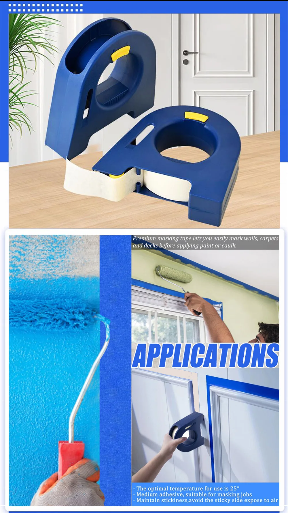 Masking Tape Applicator Caulking Tape Dispenser Tool for Painting Decoration Wall Floor Gap Sealing DIY Home Renovation Tool 6