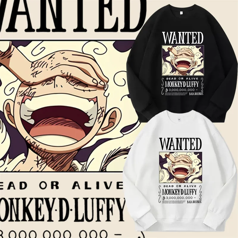 Japanese ONE PIECE Nika Luffy Anime Hoodless Sweater Men's Autumn Crew Neck Pullover Women's Oversized Long Sleeve Tops Clothing