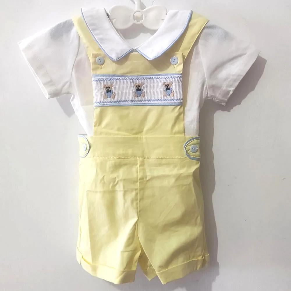 ICJAEHAO 2025 Baby Set Newborn Spanish Outfits For Boy Infant Cotton Linen Blouse Shorts Suits Shirts Tops Smocked Clothes Kids