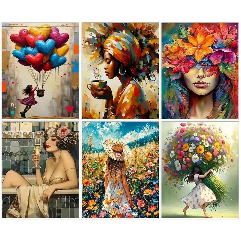 Large Jigsaw Puzzle 500/1000 Pieces Female Portrait  Paper Puzzles Adult Present Portable Box for Family Games Educational Toys