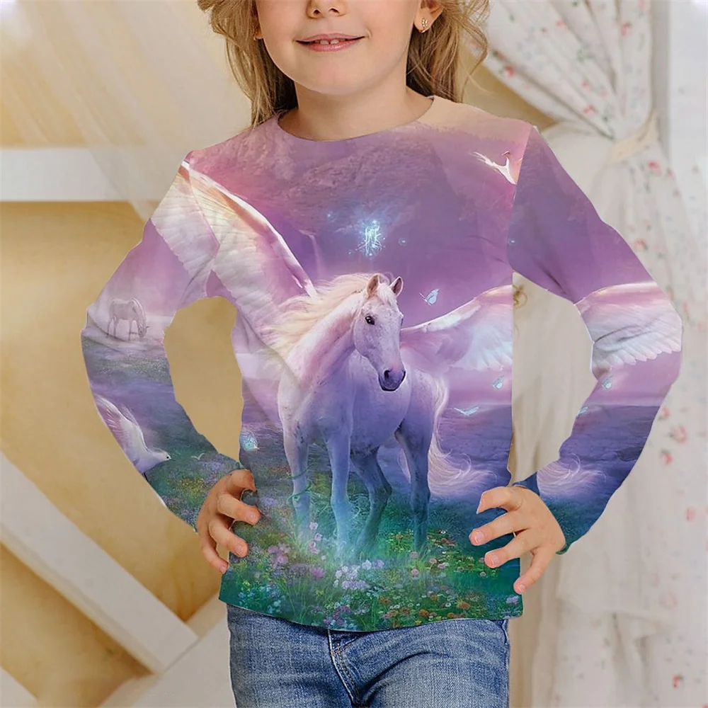 

T-Shirts For Children Tops Long Sleeve Child Girl T Shirt Fashion Tee Shirts 3d Print Outdoor Kids Autumn Clothes 2023 Korean