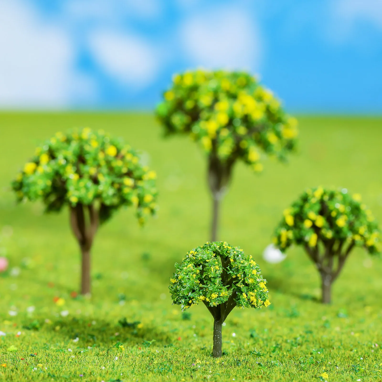 20 pçs plástico em miniatura jardim de fadas árvore planta ornamento em miniatura casa de bonecas vasos musgo bonsai micro paisagem diy decoração do jardim