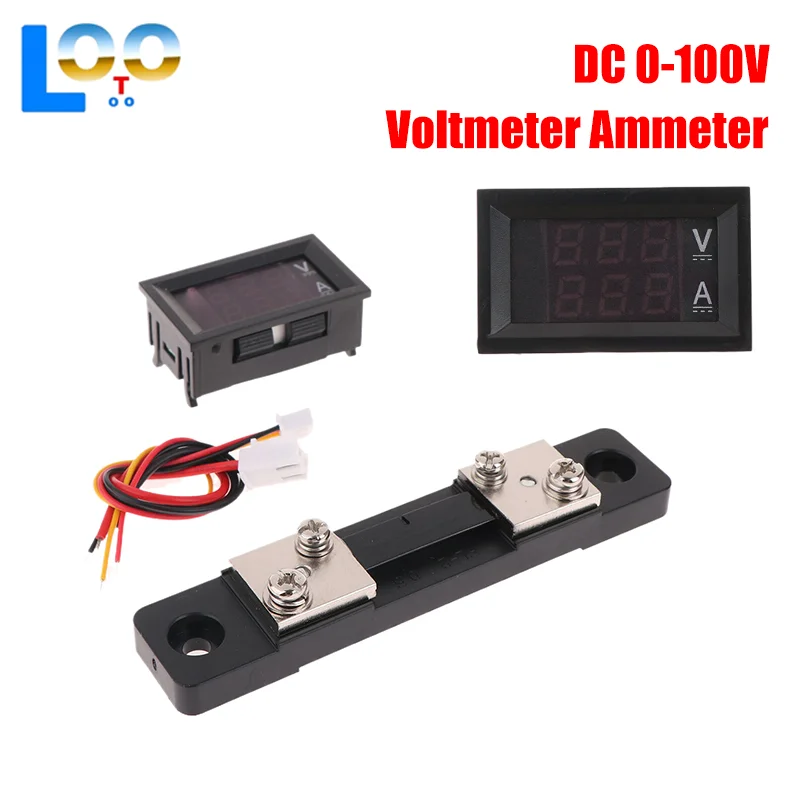 Mini voltímetro Digital, amperímetro DC 0-100V 50A Amp, medidor de corriente de voltaje, Detector, probador, pantalla LED Dual de 0,28 ", indicador + derivación
