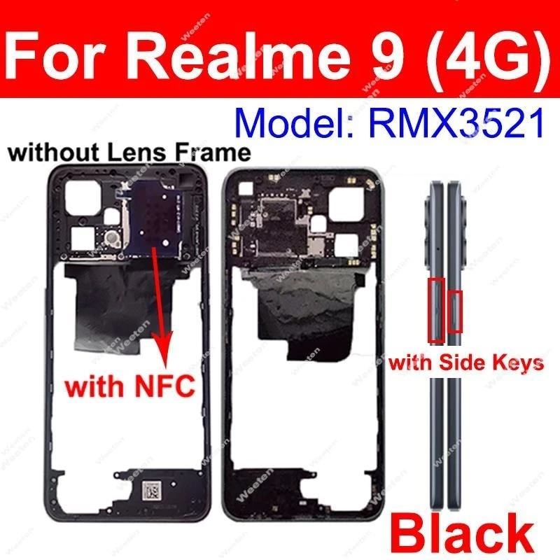 Middle Housing Frame For Realme 9 4G 9 Pro Plus Middle Housing Frame Cover Holder Bezel with Side Button with NFC Parts