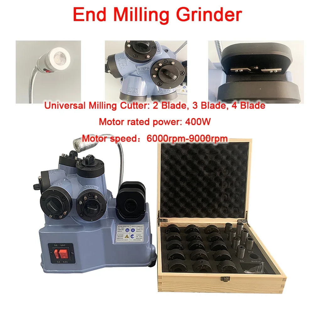 X12 X20 End Milling Grinder Universal Milling Cutter Flute End Mill Sharpening Machine 220V for 2/3/4 Blade High Precision