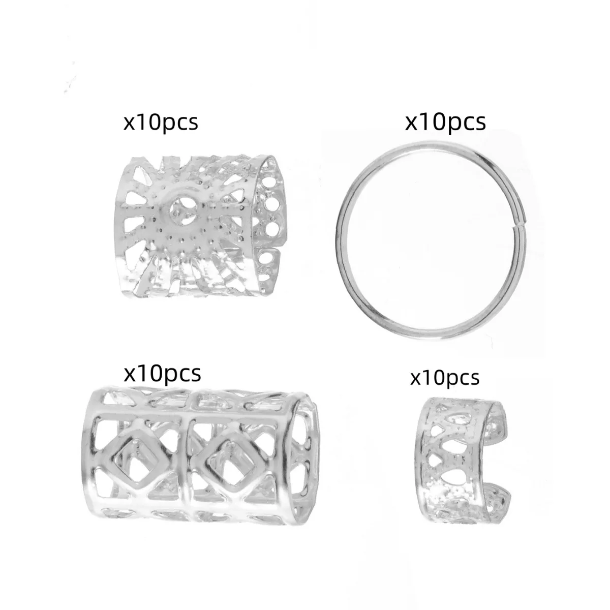 

DIY Hair Accessories 40PCS Elegant Hollow Out Rings Mixed Patterns for Women Girls Bohemian Braids Non-Slip Loc Hair