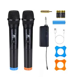 Dupla Karaoke Microfone Dinâmico Sem Fio, Microfone de Mão, VHF, Profissional, Sala para Cantar, Festa, Show, Home Speech, Igreja, Sistema PA Sistema de Microfone de Karaoke Microfones Condensadores Handheld Computador