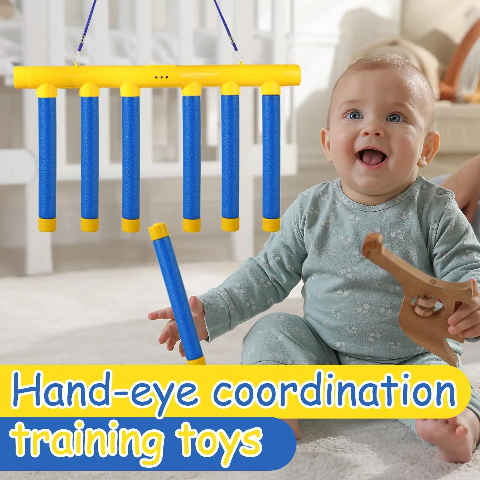 Falling Sticks Game Falling Sticks Catching Game Hand Eye Coordination Reactivity Training for Kids Yellow and Blue  Adjustable