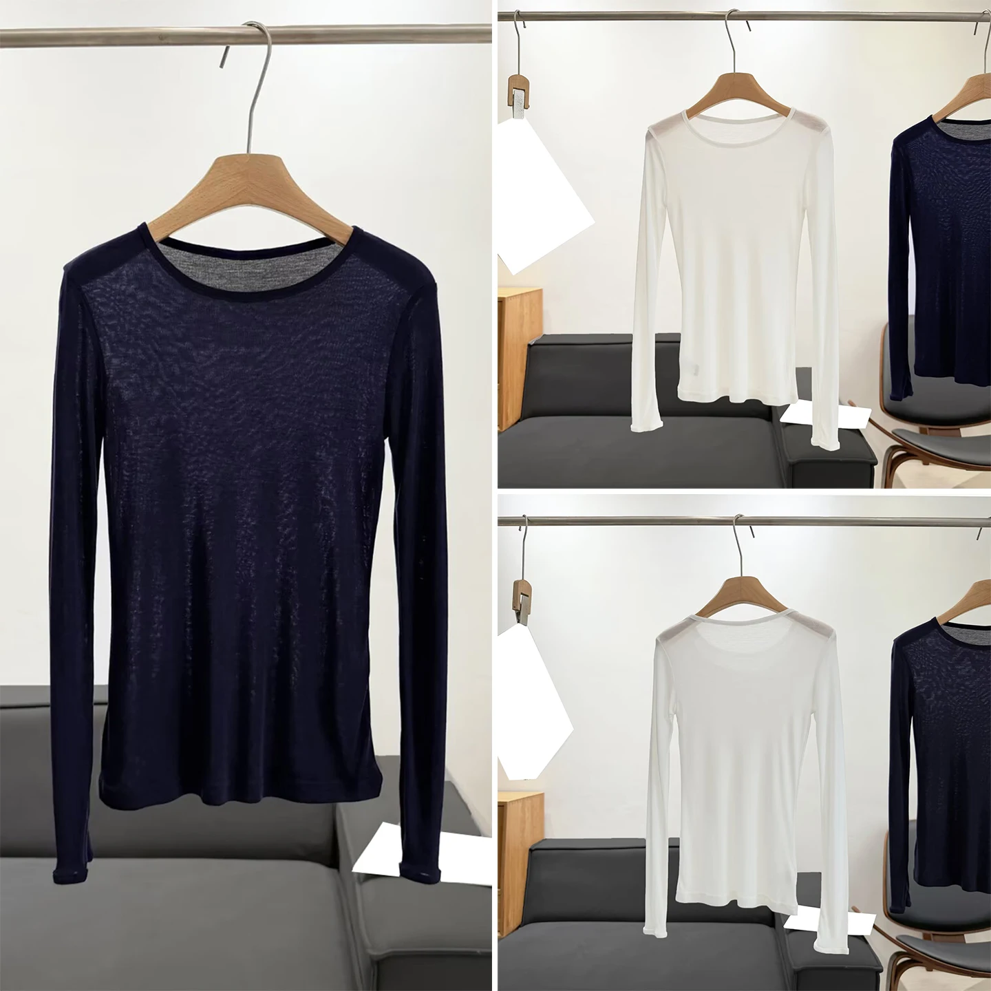 Women's Fashion Slim Fit Long Sleeve round Neck T-Shirt Autumn 2026 New Arrival ZADATA Standard Edition Other Material 100%