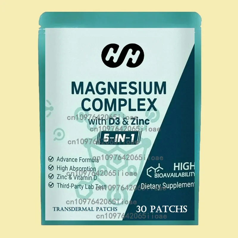 30 cerotti cerotti transdermici complessi 5 in 1 al magnesio per il supporto muscolare e del cuore antistress - Aiuto per il sonno delicato sulla pelle