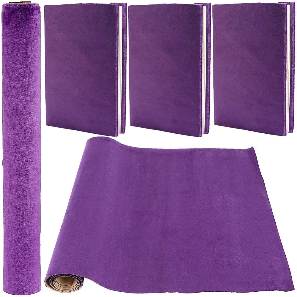 

1.1M Self Adhesive Velvet Book Covers Notebook Wraps Purple 37x0.06cm