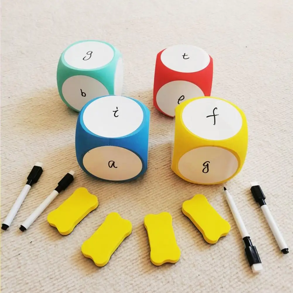 10cm Erasable EVA Dice Foam Game Cube Large Dry Erase Block Writable Playing Dice Prop Kids Educational Toy Party Game Supplies