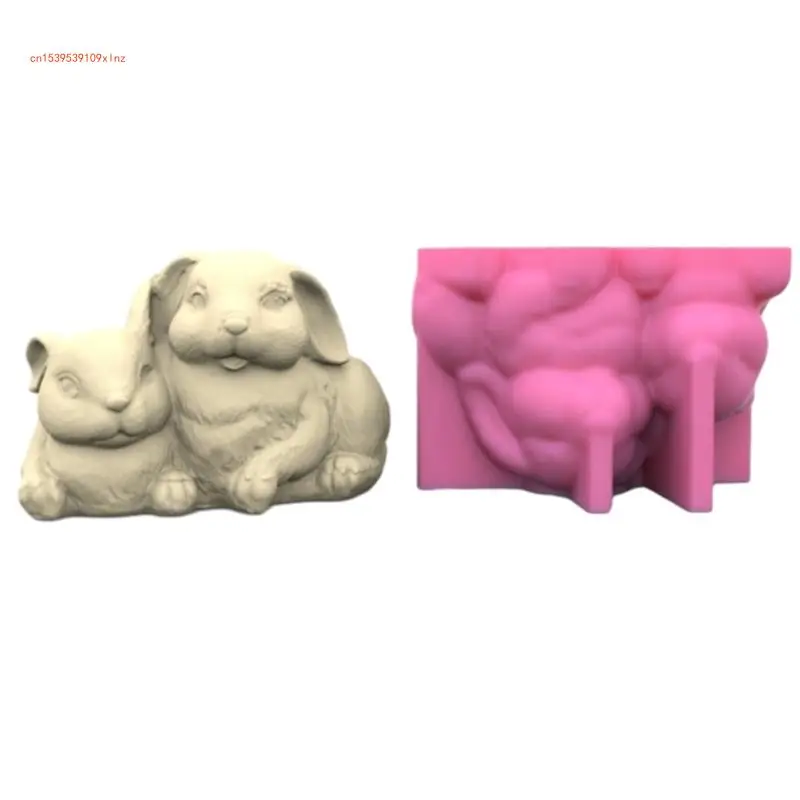 Portrait Silicone Mold Flower Pots Mould Double Rabbit Shaped Mold Planter Molds