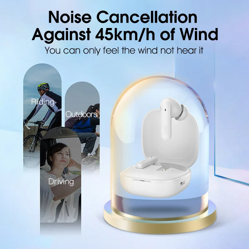 QCY HT05 ANC Auricular inalámbrico 40dB Cancelación de ruido Bluetooth 5.2 Auricular 6 Mic ENC HD Llamada TWS Auriculares Modo de transparencia