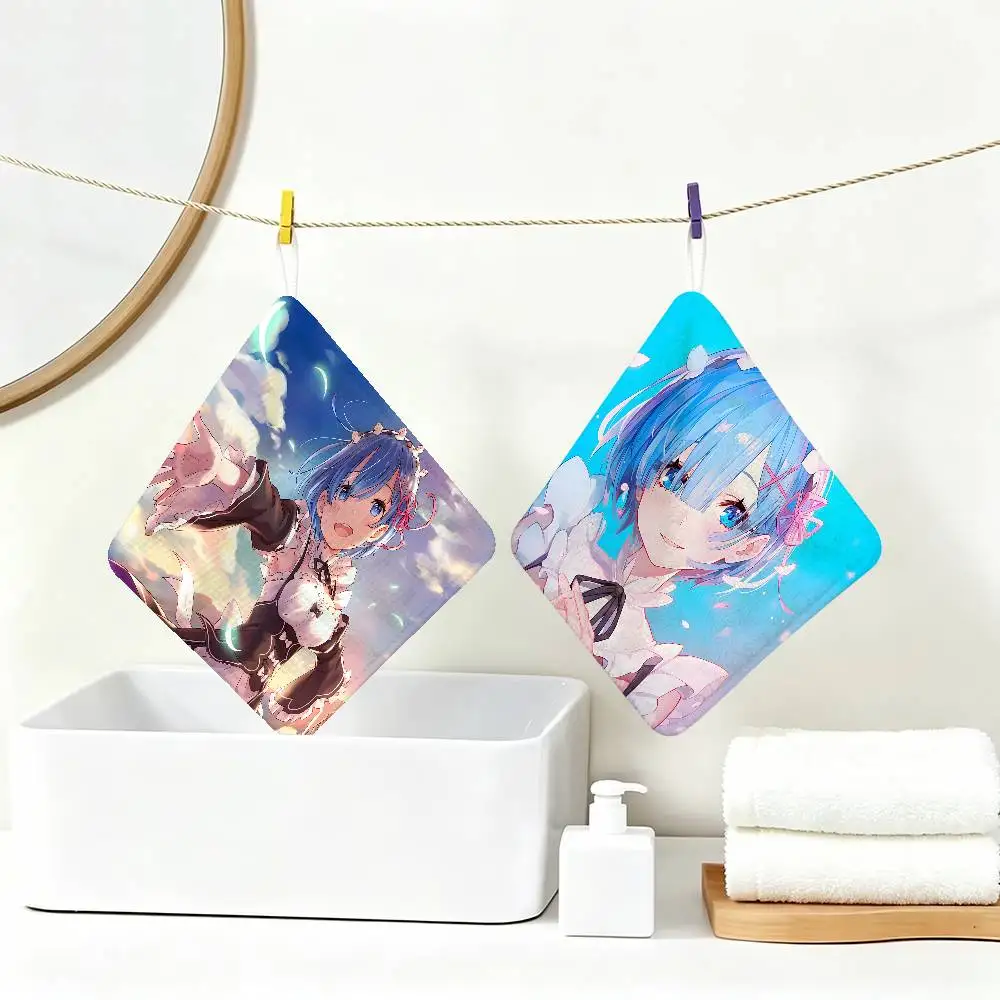 R-Re Z-Zero A-Anime Reusable Hanging Kitchen Towel, Polyester Cotton Soft Fabric for Office Home Daily Life