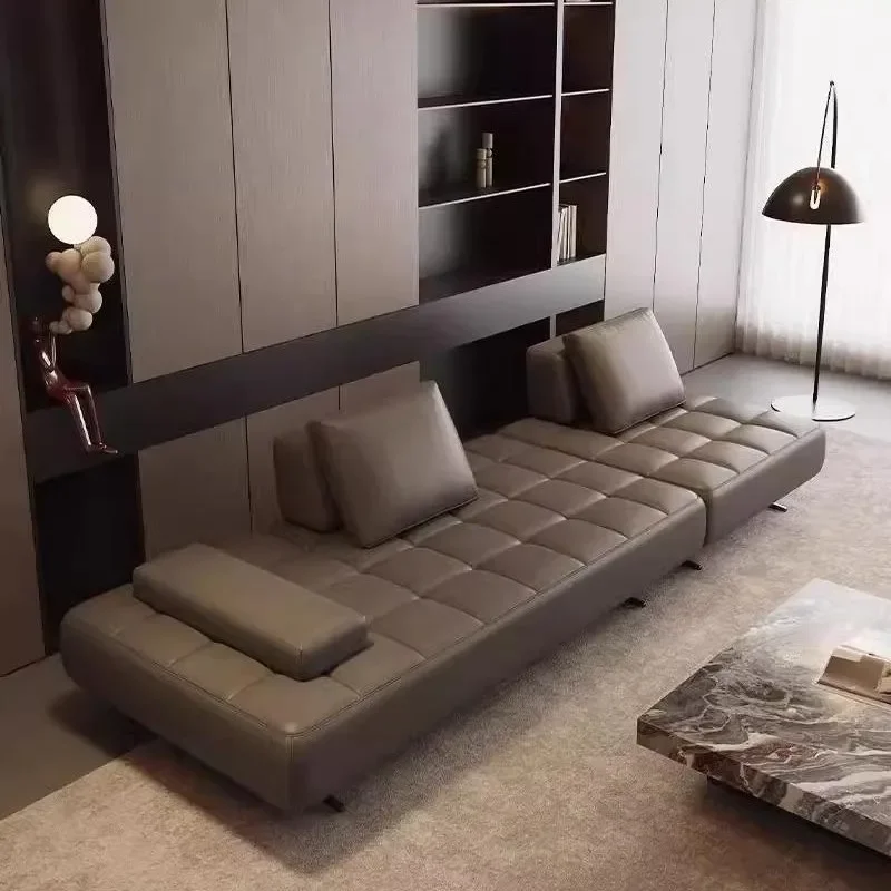 Italian minimalist module sofa living room size apartment first layer cowhide Weschler straight row
