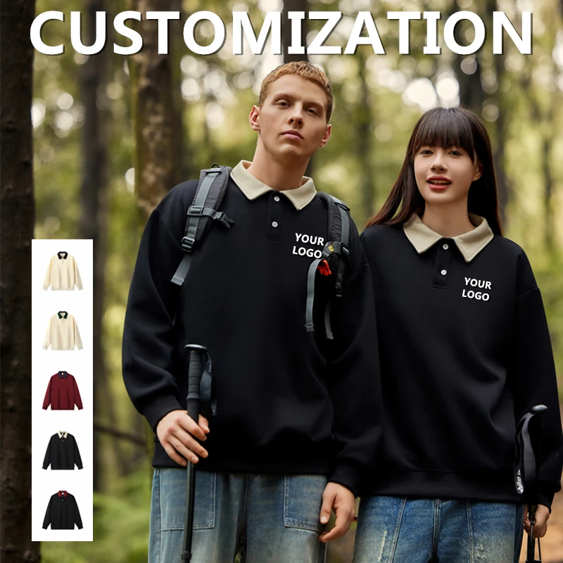

Personalized High Quality Long Sleeve Polos Customize Tailor Made Contrast Color Sweatshirts Design Logo Brand Working Clothes