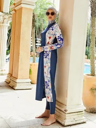 summer Muslim Women 3 Piece Swimwear Set Hijab Swimsuit Maxi Dress Full Cover Up Islam summer Abaya Dubai Modest Swimwear 2024