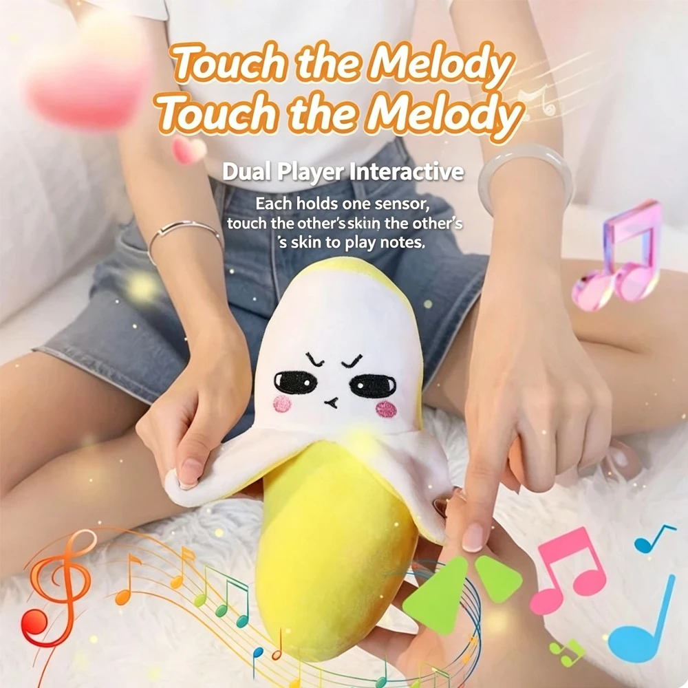 Funny Musical Beat Fruit Induction Plush Toy Banana Orange Strawberry Interactive Stuffed Dolls for Musical Sense Early Training