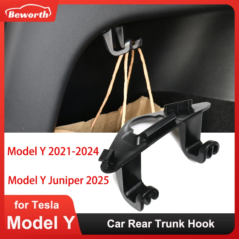 For Tesla New Model Y Juniper 2025 HW4.0 2024 2023 Trunk Hook Grocery Bag Hook Car Pendant Accessories Luggage Compartment Glove