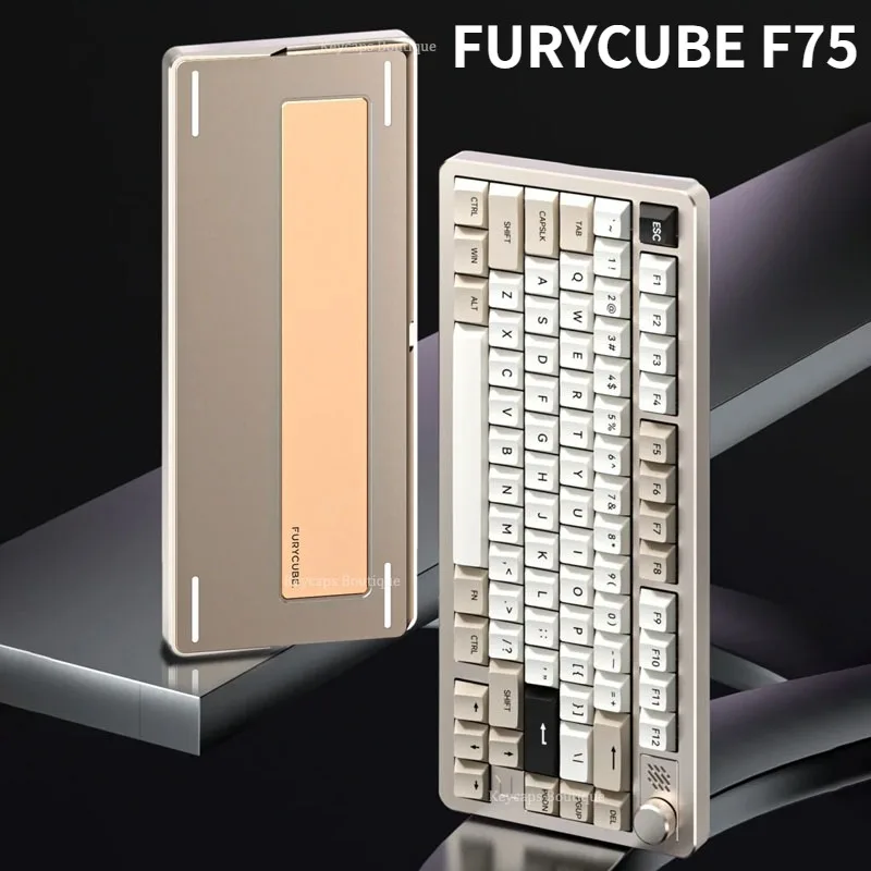 

FURYCUBE F75 Mechanical Keyboard Customized Aluminum Alloy Tri-mode Knob RGB Hot Swap Gasket Gamer Pc Wireless Gaming Keyboard