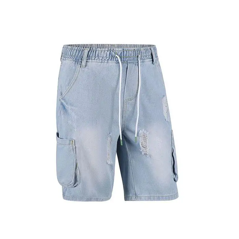 

plus Size Men's Summer Jeans Shorts 5 Pocket mid Waist High Elasticity Straight Cut Loose Fit Casual Fashion plus Size Jeans