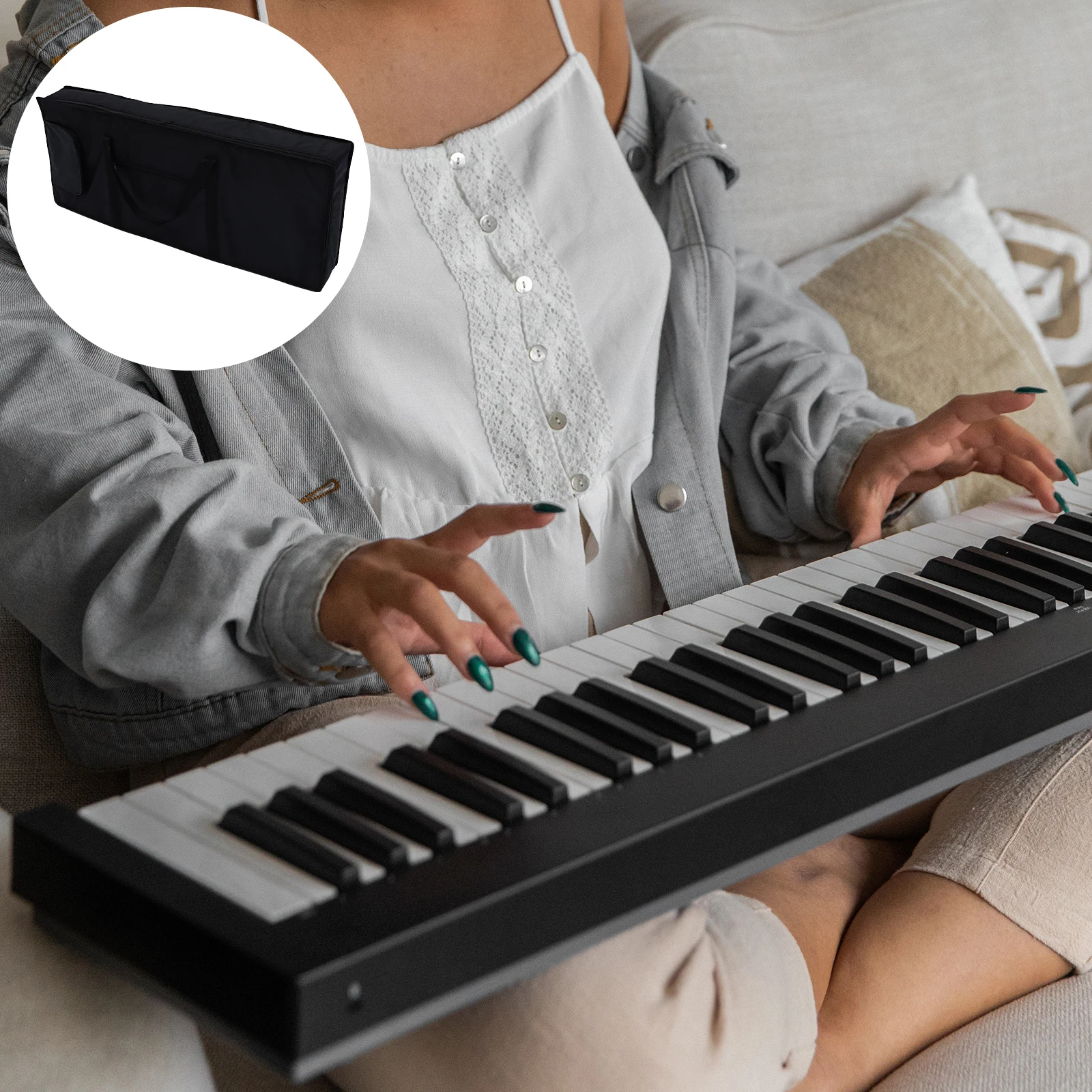 

Handbag Keyboard Storage Electronic Piano Cover Oxford Suitcase Waterproof 61 Black Cloth