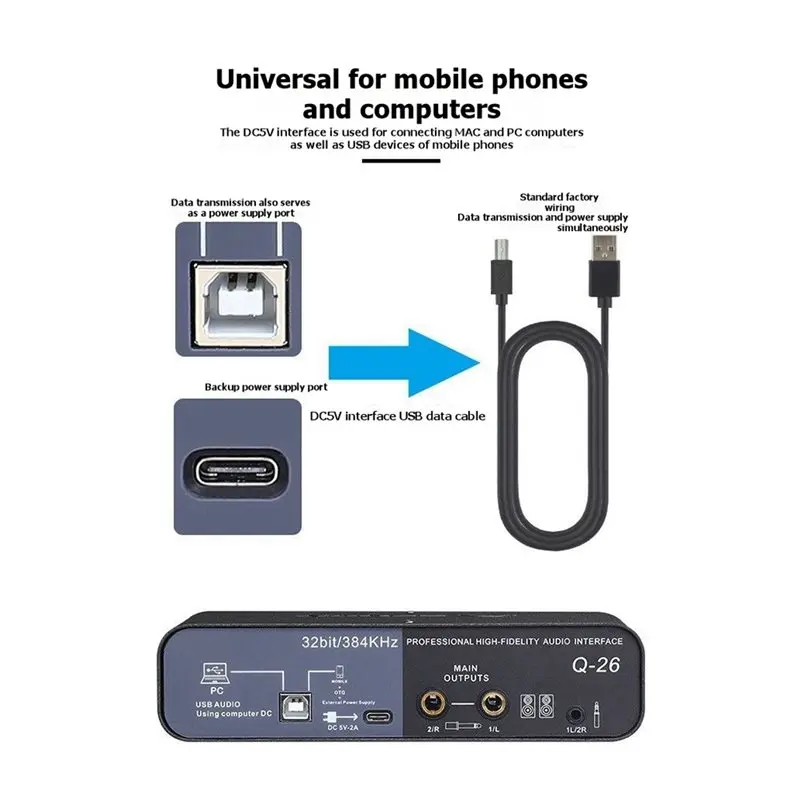 B16C-Q26 USB Sound Card With K Song Mixer Function Live Streaming Audio Interface Free Driver Microphone Support - view 5