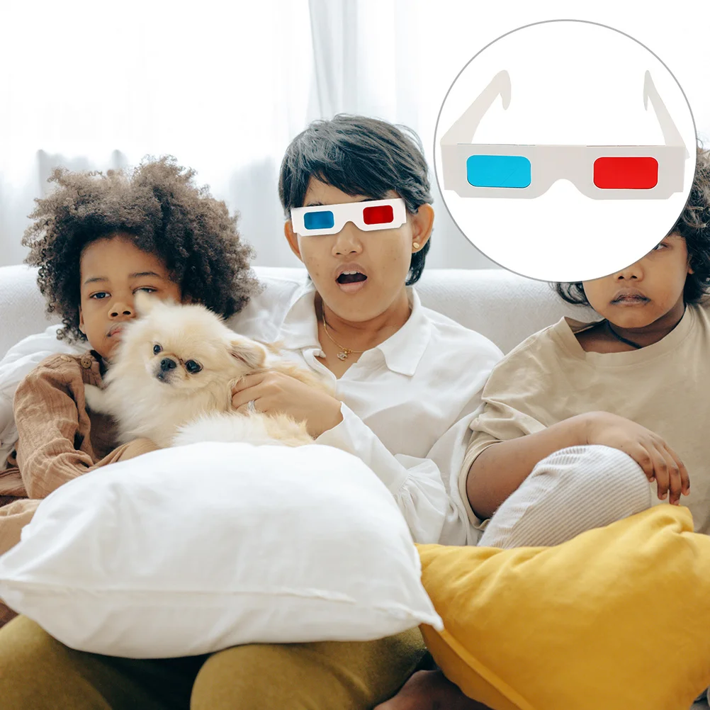 

60pcs 3D Blue Glasses Cardboard Paper Eyewear Lightweight Portable Home Cinema Fun For 3D Glasses All Ages