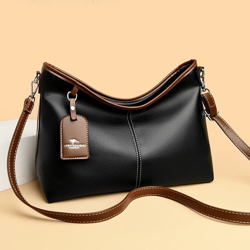 Hot Elegant Handbag for Women High Quality Leather Bag Purse Ladies High-capacity Shoulder Crossbody Bag Casual Color Block Tote