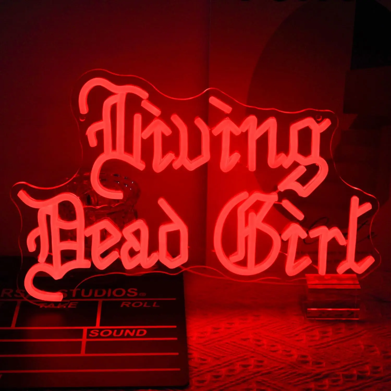 

Living Dead Girl Neon Sign Gothic Scary Dimmable Switch for Haunted Mansion Halloween Party Horror Room Decor Words Lights