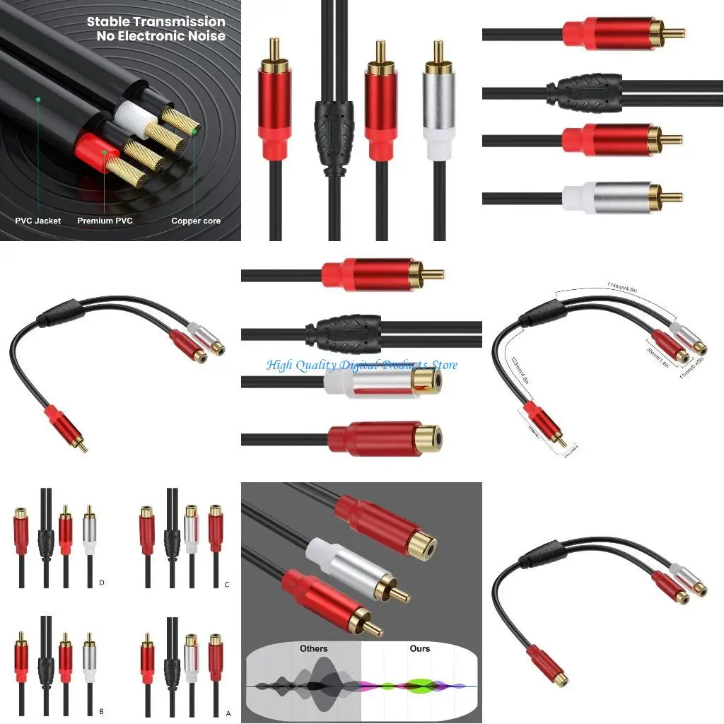 

U2JE 1 to2 RCA Connection Cable 3.5mm RCA Y Splitter Cord HDTV VCRs Player