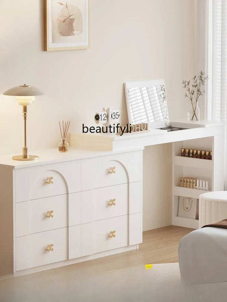 

Yh29 Minimalist Light Luxury Bedroom Bedside Dresser Corner Desk High-Grade Dressing Table with Mirror Combination Chest of Draw