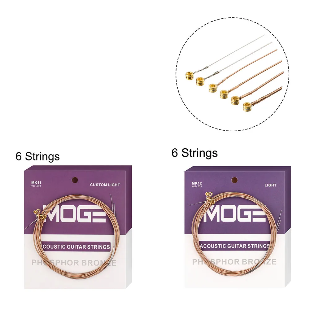 مجموعة أوتار جيتار مكونة من 6 أوتار عالية الجودة مثالية للجيتار الشعبي الصوتي بسهولة إنتاج صوت واضح ولامع وعمر عمل طويل