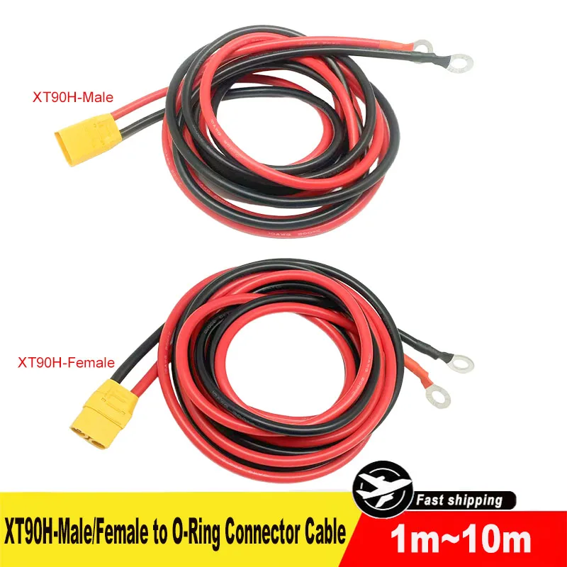 XT90 to O-ring Eye Battery Terminal Plug Connection Cable with 10 AWG Silicone Wire Suitable for Remote Control Lithium Polyme