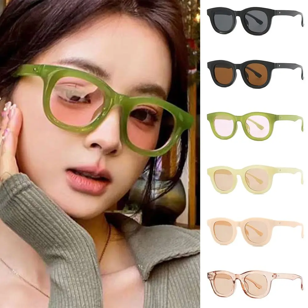 Retro Popular Square Sunglasses UV400 Colorful Jelly Green Sun Glasses INS Style Eyeglasses for Women & Men