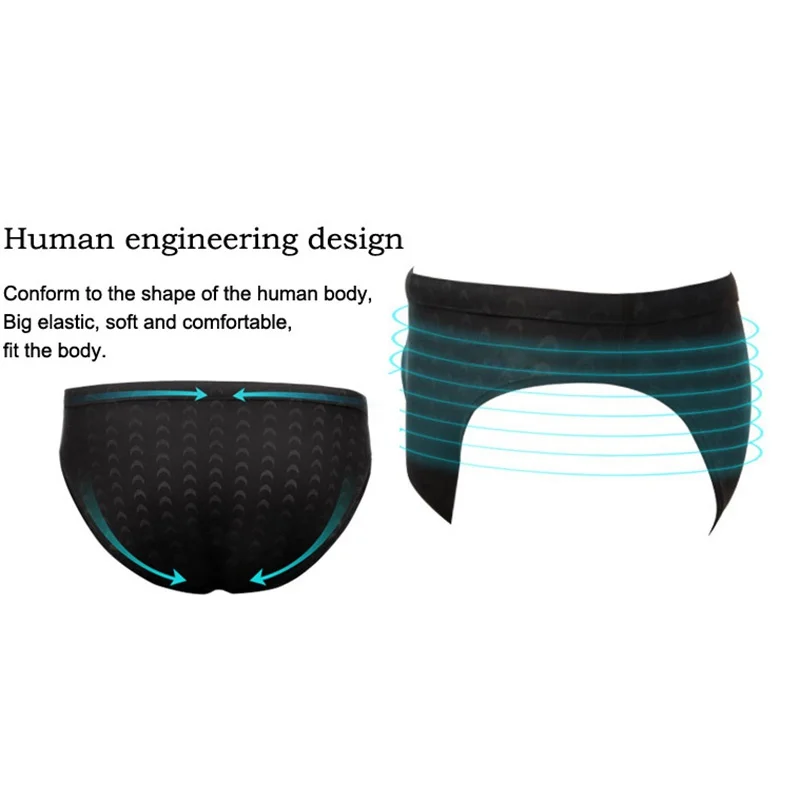 1PC Men\'s Sport Shark Skin Swim Competition Boxer Briefs Trunks Sharkskin Shorts Quick Dry Professional Swimwear Briefs