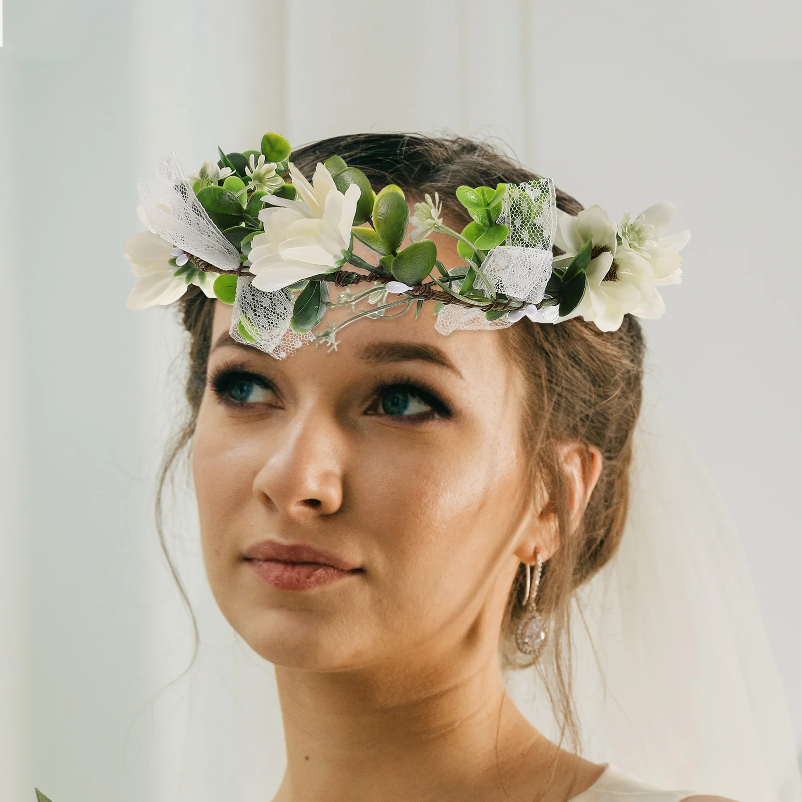 

Wedding Wreath Tiara Flower Headband for Girls Bell Orchid Headpiece Fabric Bridal Crown Bridesmaid