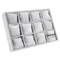 1pc Jewelry Organizer Tray 12 Grid Watch Bracelet Pillows Velvet Bracelet Display Showcase Stackable Bangle Watch Display Holder