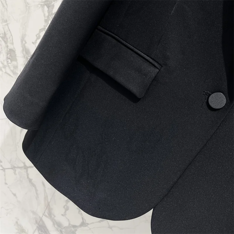 Damenjacke 2026 Frühjahr neue einreihige Slim-Fit-Revers-Langarm-Oberteil Satin-Patchwork-Damenanzugjacke Oberbekleidung