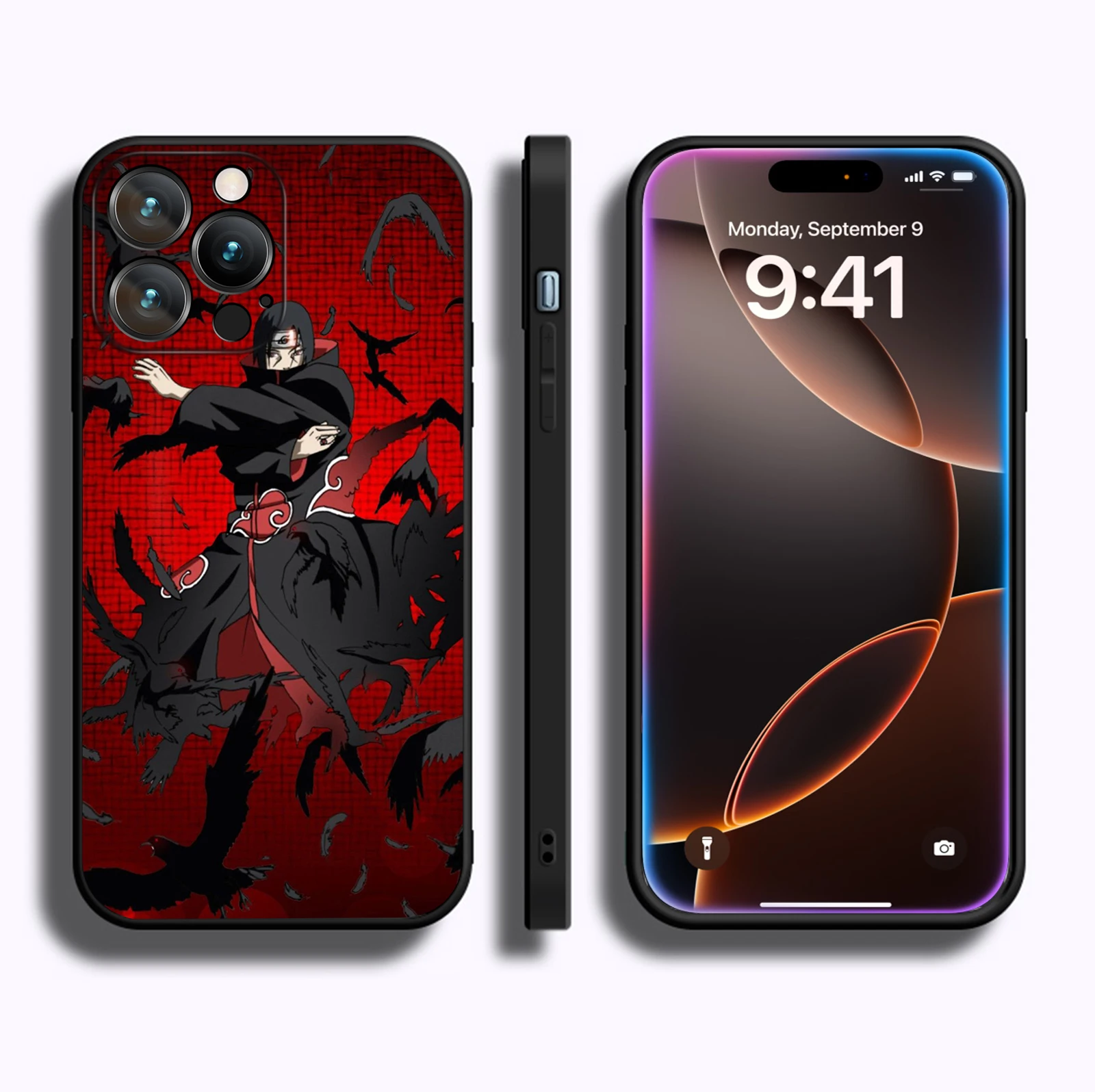 MINISO Aesthetics Anime Uchiha Itachi Case for iPhone 16 Pro Max Soft Silicon Cover for iPhone 16 15 14 13 12 11 Pro Max Plus