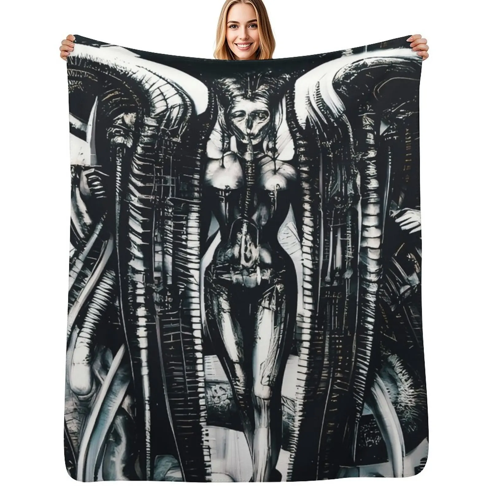 

HR Giger Lilith Steampunk Throw Blanket Summer Cool Breathable Blanket for Sleeping