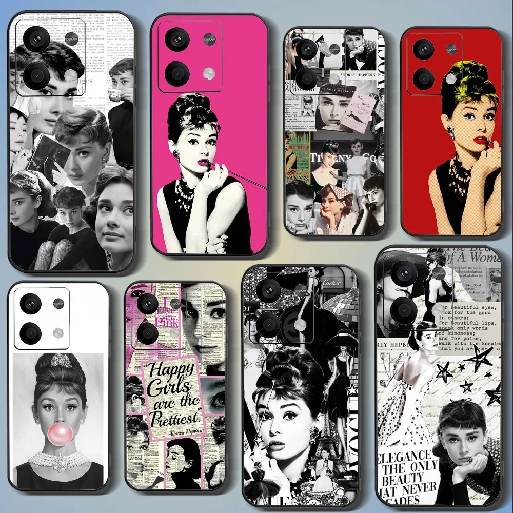 

A-Audrey H-Hepburn Phone Case For Xiaomi 11 Redmi Note 11 5G 8T 9A 9 10T Note8Pro Note9 12SUltra Black Case