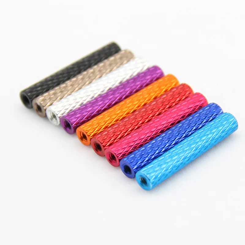 10pcs/lot M3 colourful Knurled Aluminum Spacer Standoffs M3x6/10/15/20/25/28/30/35/37/40/45/50mm aluminum standoffs column