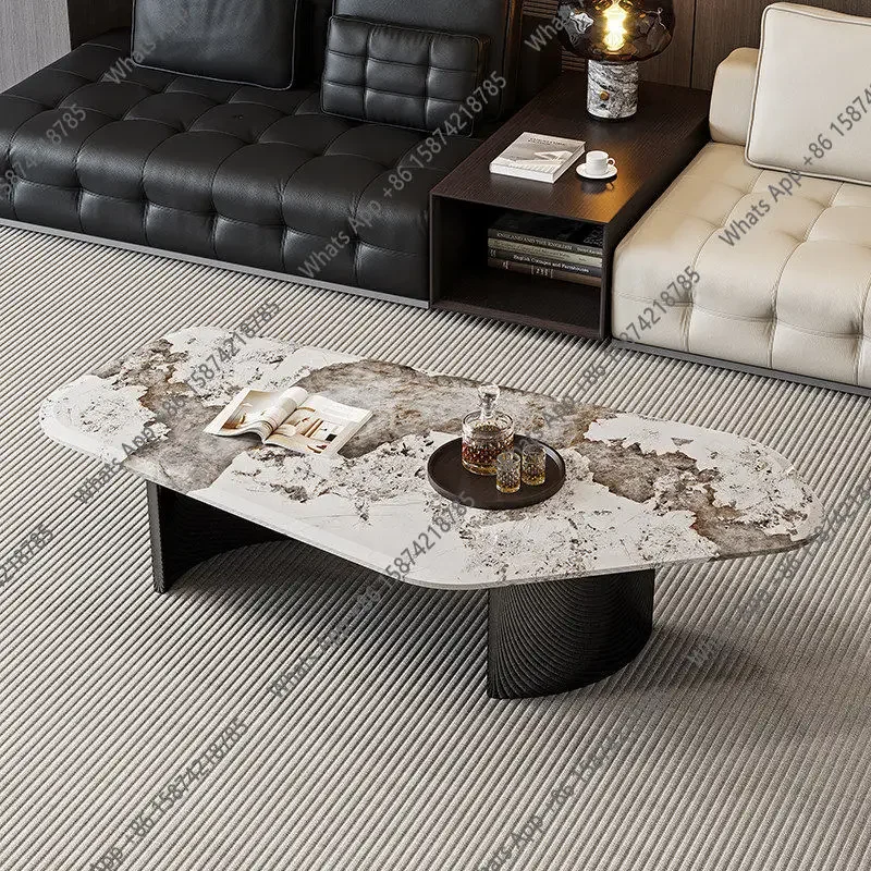 

X25 Italian Minimalist Marble Coffee Table Stainless Steel Irregular Creative Living Room Household Small Apartment Modern Simpl