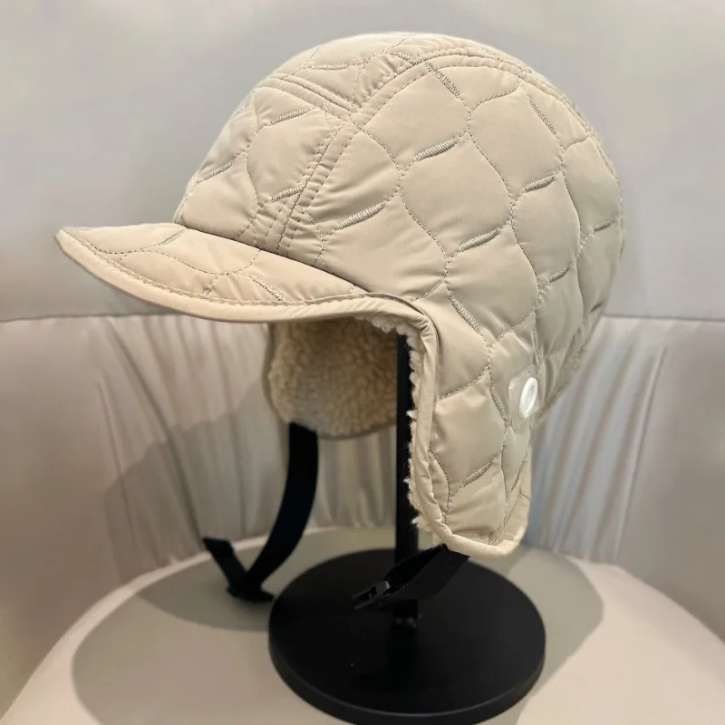 Chapeaux de bombardier rembourrés à carreaux rétro coréen pour femmes et hommes, en velours épais, Protection thermique des oreilles, casquettes de pilote polyvalentes et décontractées pour l'hiver