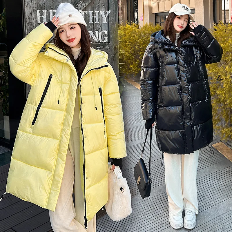 Abrigo chaqueta de longitud media para mujer, chaquetas gruesas y cálidas con capucha y bolsillos, Parkas de algodón holgadas empalmadas informales sólidas con cremallera para Otoño e Invierno