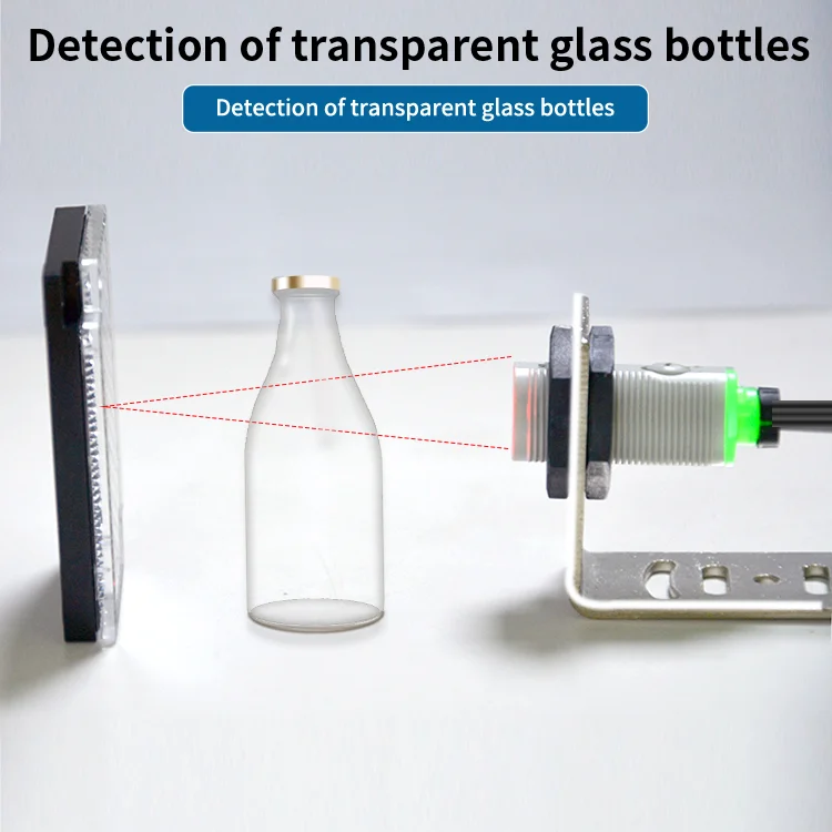 FUWEI FGYS18-200NFR-T IP67 Transparent Object Detection Mirror Reflection M18 Photoelectric sensors